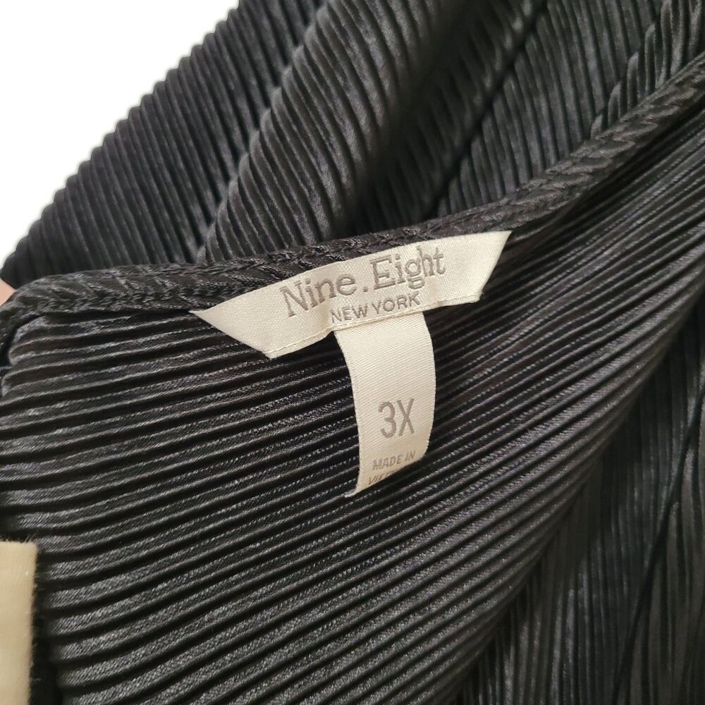 Nine.Eight New York Black Pleated Maxi Dress 3X V-Neck With Tie Closure Womens - Picture 3 of 8